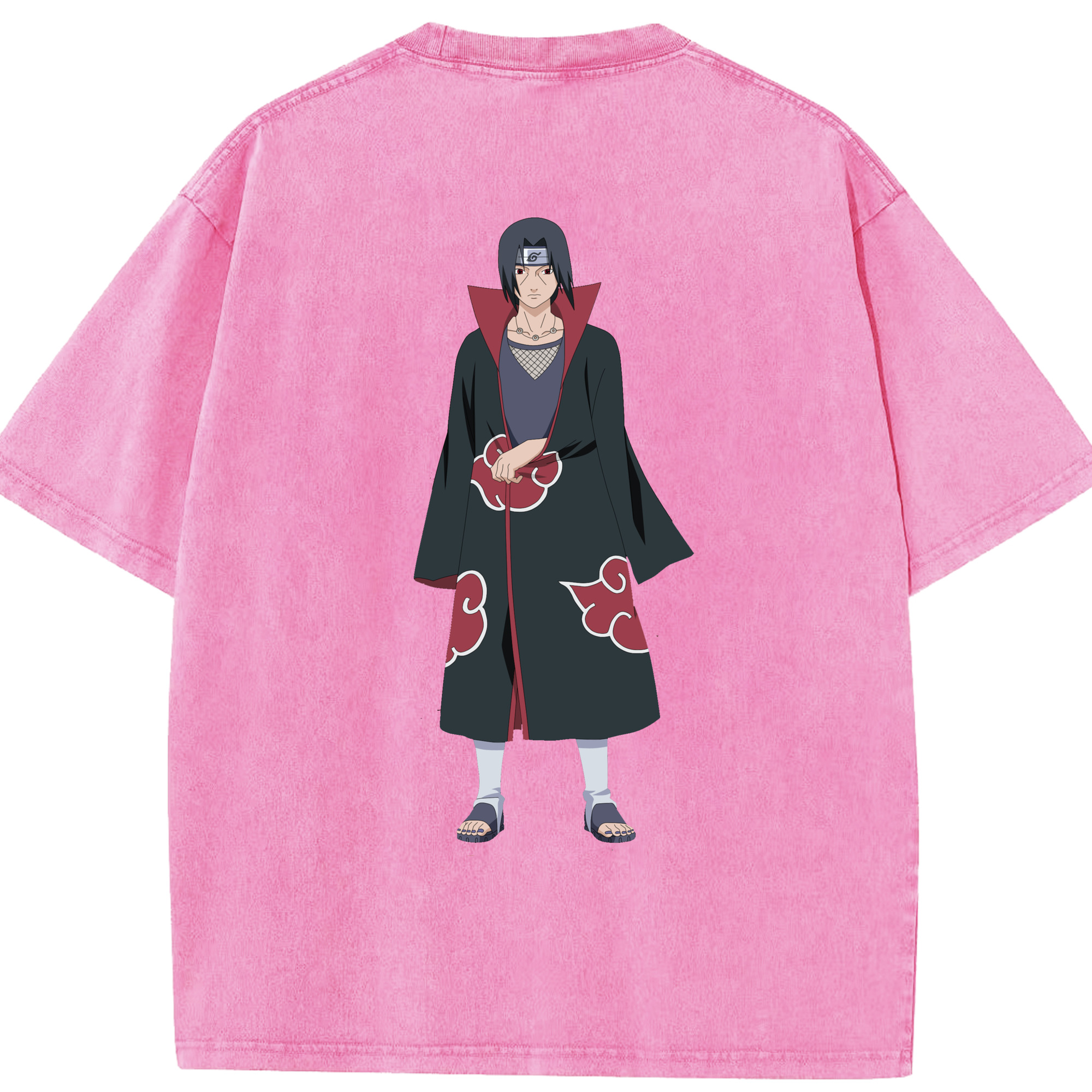 （画像用） NARUTO -ナルト- うちは イタチ Uchiha Itachi 綿100% ヴィンテージ風 半袖Tシャツ（背面プリント）